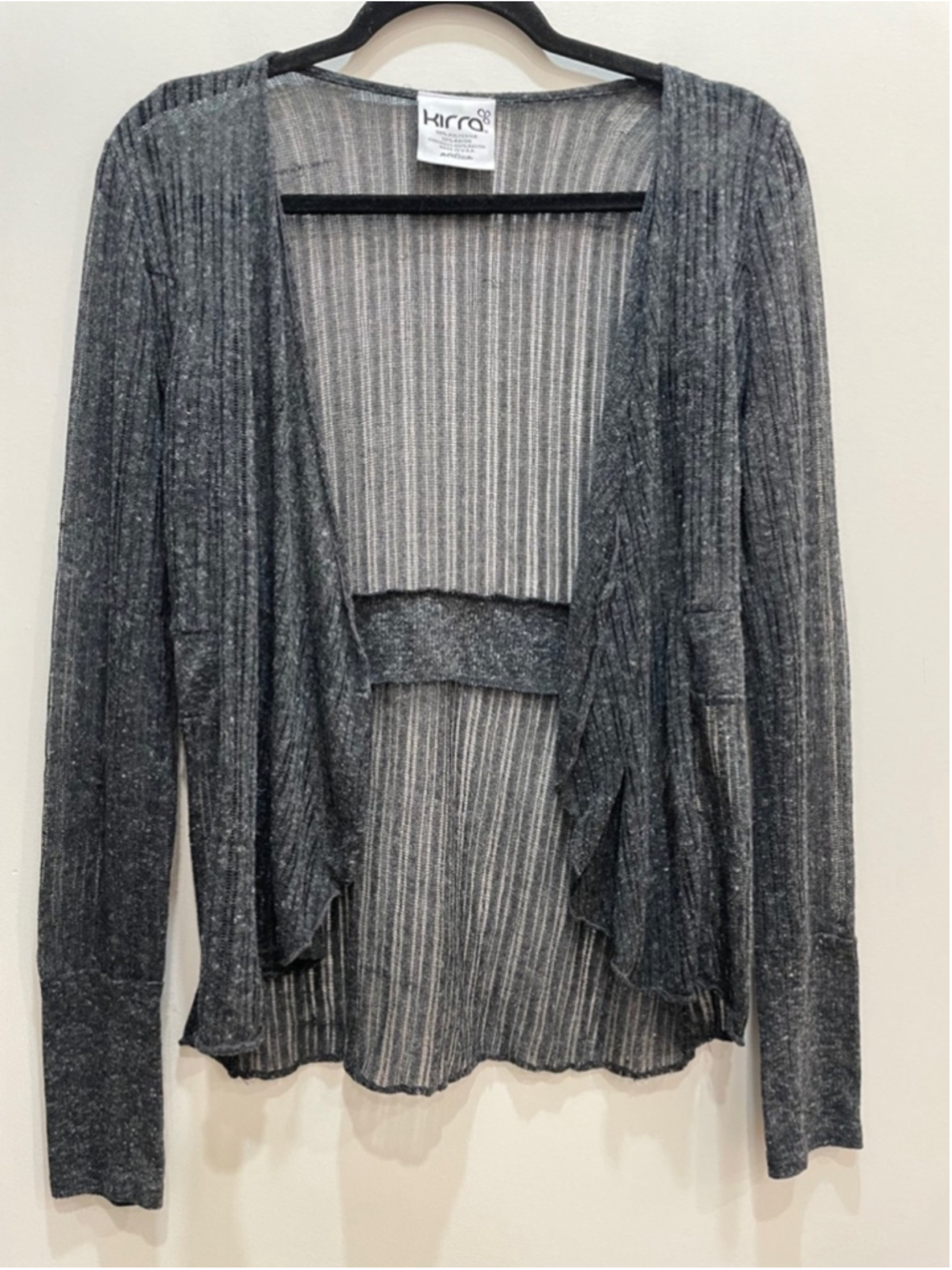 Kirra Vintage 90s Sheer Open Knit Gray Cardigan M Fairy Grunge Festival Beach